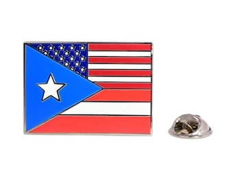 Puerto Rican American Flag Pin Brooch – Symbol of Unity and Pride, Gift for Parades or Daily Wear, Accessory for Jackets, Hats, or Bags