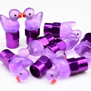 4-Pack Vibrant Handmade Duck Valve Stem Caps, Four Duck Options,  Fits Car and Bike Tires, Fun Wheel Decor, Cute and Unique Gift for Drivers