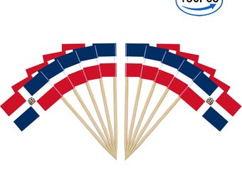 150Pcs Dominican Flag Toothpick Flags, Cocktail Picks Mini Stick Cupcake Toppers Country Picks Party Decoration Gift
