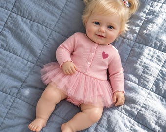20 Inch Reborn Baby Doll, Full Vinyl Girl Doll, Realistic Newborn Doll, Open Eyes, Rooted Hair, Bathable Baby Doll, Doll Gift