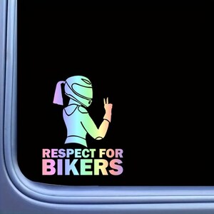 2-Pack Respect for Bikers Car Stickers – Black, Holographic, or Silver Vinyl Decals for Cars, Trucks, Motorcycles, Windows | Safety Design