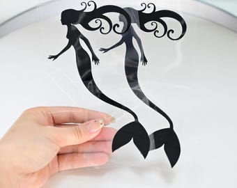 2-Pack Black Mermaid Car Sticker | Vinyl Window Decal | Beach Theme Car Decor Gift