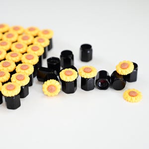 4-Pack Handmade Sunflower Valve Stem Caps, Vibrant Car & Bike Accessory, Unique Driver Gift, Cute Tire Decor, Novelty Wheel Accent