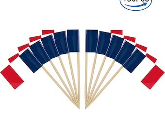 150Pcs France Flag Toothpick Cocktail Picks, Small France Cupcake Toppers, Mini French Stick Flags Double-sided