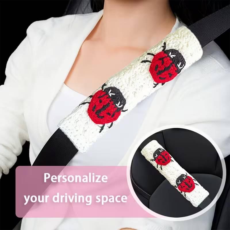 2-pack Handmade Ladybug Crochet Car Seat Belt Cover - Lucky Spot