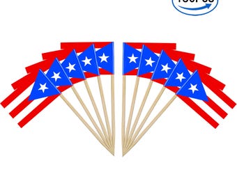 150/300/500Pcs Puerto Rico Flag Toothpick, Small Tiny Flag Cupcake Toppers Stick Flags Double-sided for Party Decoration