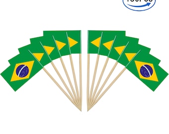 150PCS Brazil Flag Brazilian Small Toothpick Decor Mini Cupcake Toppers Cocktail Food Flags Cocktail Picks