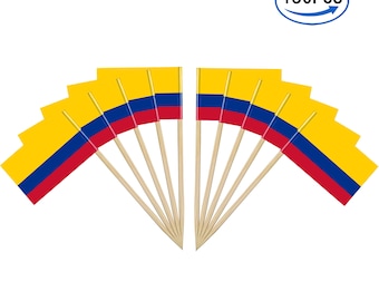 150PCS Colombia Flag Colombian Toothpick Flags, Cocktail Picks Mini Stick Cupcake Toppers Country Picks Party Decoration