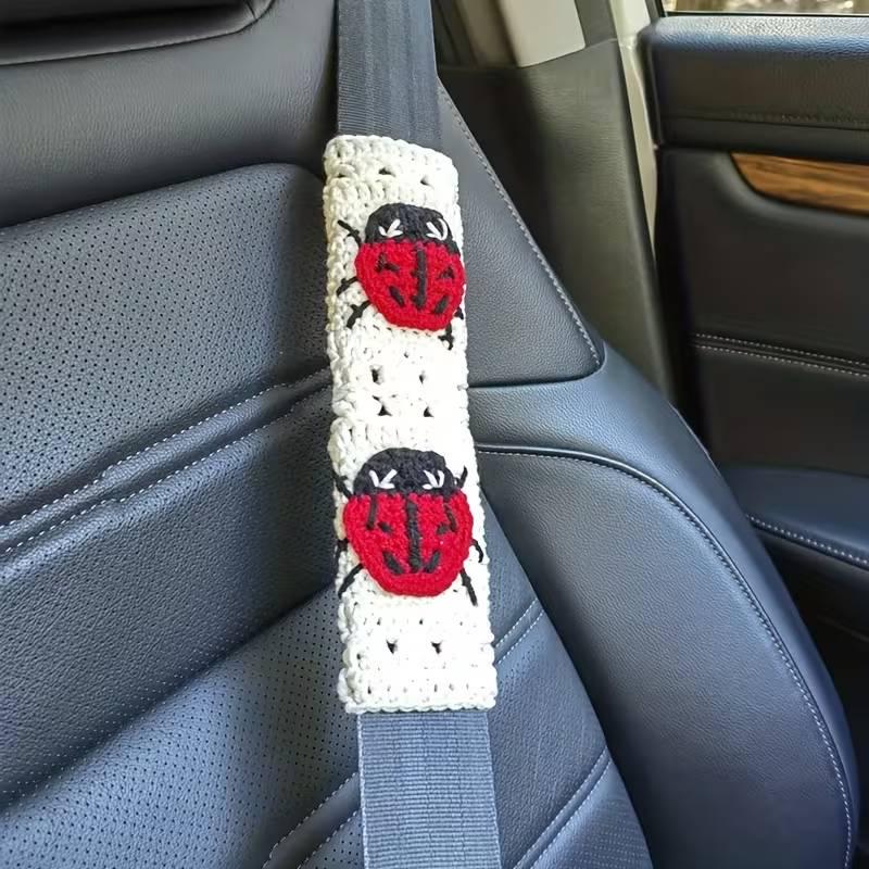 2-pack Handmade Ladybug Crochet Car Seat Belt Cover - Lucky Spot