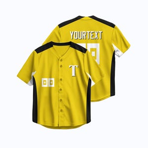 Custom Yellow and Black Baseball Jersey - Embroidered & Heat Press Personalized Sports Teamwear Jersey