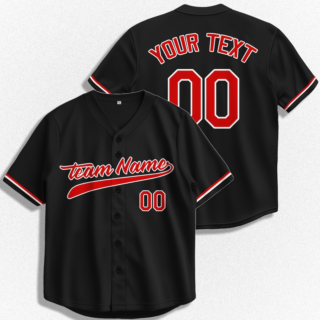 Custom Baseball Jersey With Outlined Font, Personalized Team Name and ...