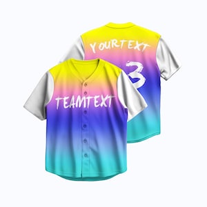 Benutzerdefiniertes Ombre Farbverlauf Baseball Jersey mit Heat Press Number & Stickerei, personalisiertes Team-Shirt für Männer und Frauen
