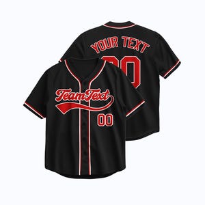 Custom Black Baseball Jersey for Men Women with Heat Press Embroidery – Personalized Team Uniform Shirt 00