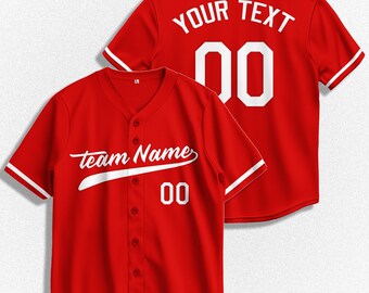 Embroidered or Heat Press Baseball Jerseys, Custom Team Name Number Shirts for Fans, Personalized Softball Uniforms, Unisex Sportswear