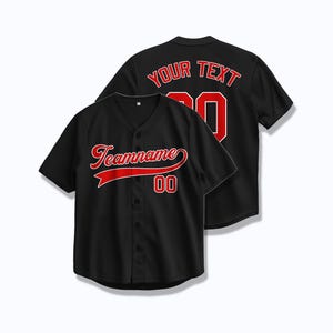 Custom Black Baseball Jersey with Heat Press Name & Embroidery | Personalized Team Shirt for Sports, Fans, or Events