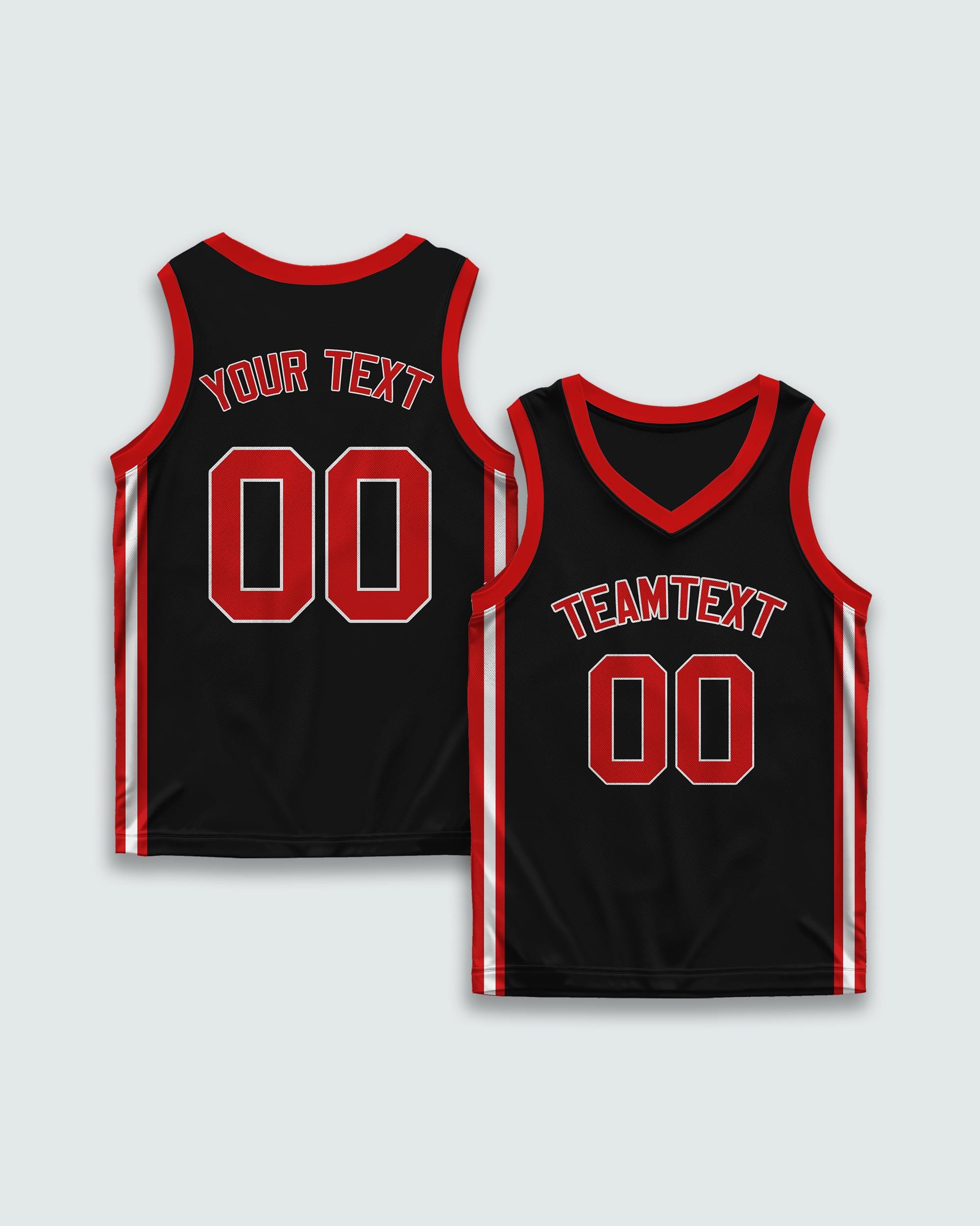 Black Basketball Jersey With Red Trim | Custom Heat Press or