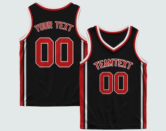 Black Basketball Jersey With Red Trim | Custom Name and Number via