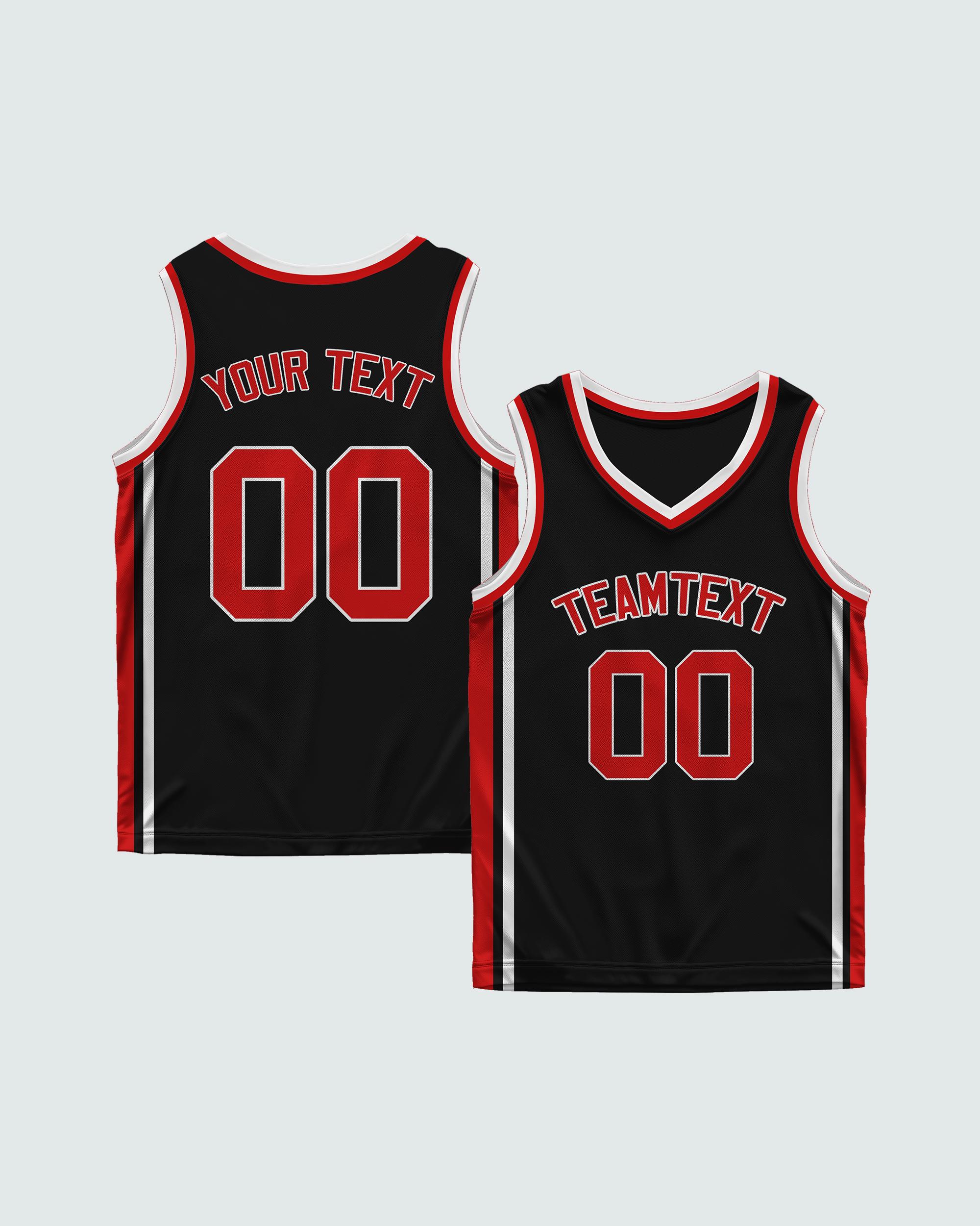 Black Basketball Jersey With Red Trim | Custom Name and Number via