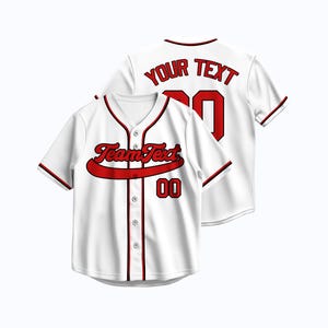 Custom White Baseball Jersey for Men Women with Heat Press Embroidery – Personalized Team Uniform Shirt