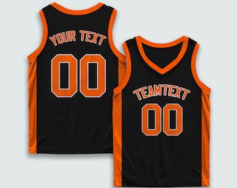 Anpassad vändbar baskettröja i svart och orange, personlig värmepressad eller broderad laguniform för herrar och kvinnor, ungdomar, sportmatcher
