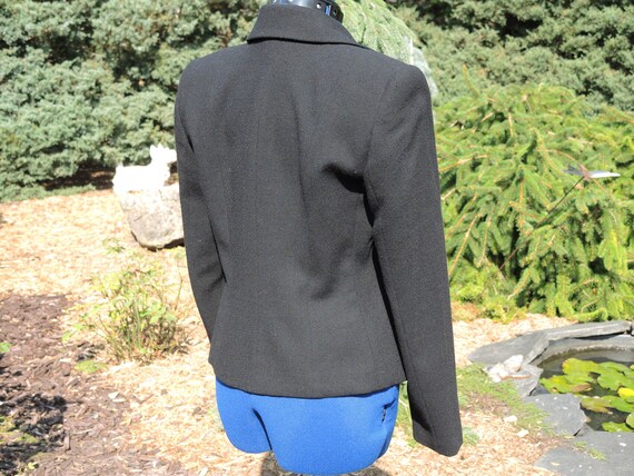 Three Button Black Wool Jacket,  Size 6,  Fully L… - image 5