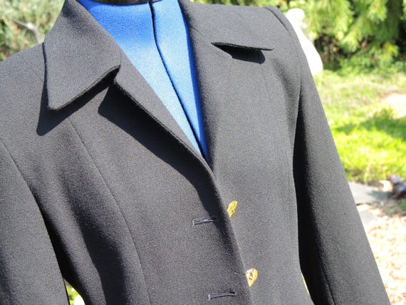 Three Button Black Wool Jacket,  Size 6,  Fully L… - image 2