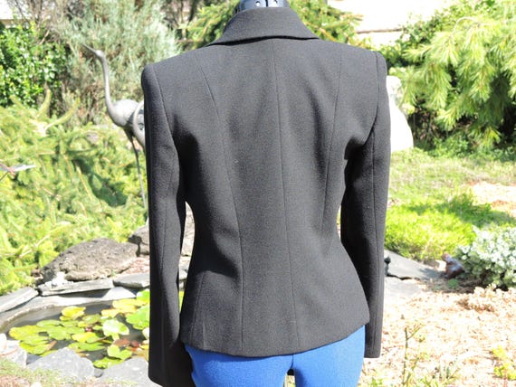 Three Button Black Wool Jacket,  Size 6,  Fully L… - image 9