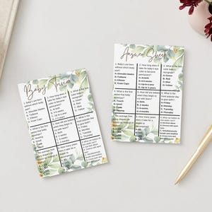 Baby Shower Trivia Game