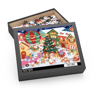 Kawaii Christmas Tree Puzzle – Happy Bunnies, Snowy Scene “Merry Christmas”, Cozy Anime Holiday Gift Merry Christmas Cozy Winter Vibes