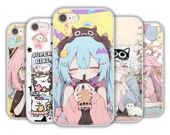Kawaii Anime Phone Case: Pastel Design, Sparkly TPU Cover