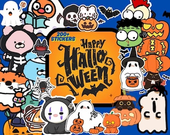 Halloween Sticker Bundle, 200+ PNG Stickers (Digital Download)