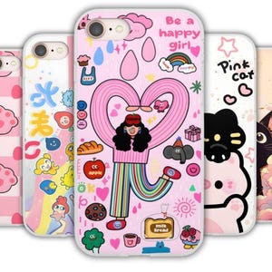 Be a Happy Girl Pink Anime Phone Case – Cute Aesthetic for Kawaii Lovers, Soft Girl Vibe, Sweet Cartoon Style with Charming Details