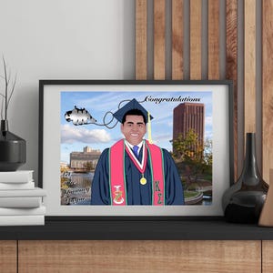 Impresión de dibujos animados de graduación personalizable