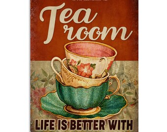 SIGN METAL PLAQUE LIFE IS LIKE A CUP OF TEA print poster picture hanging 