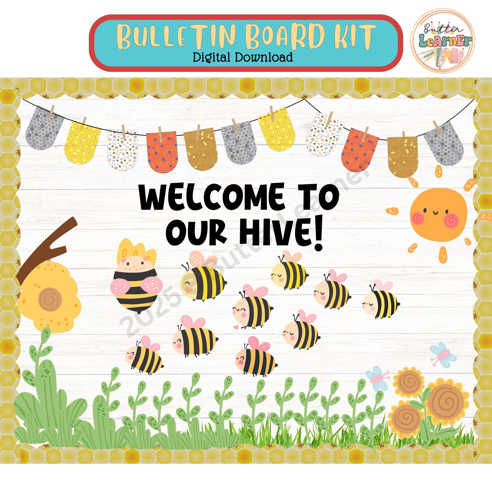 Spring Bulletin Board Bee Theme Classroom Door Decor Kit Printable - Etsy