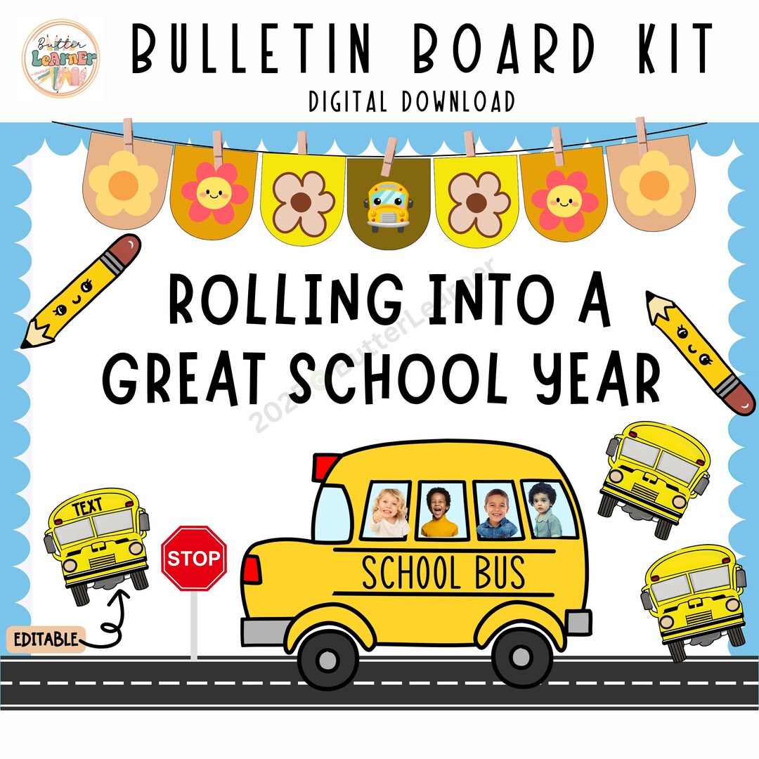School Bus Bulletin Board Kit: Classroom Door Decor (PDF & PPT Files ...