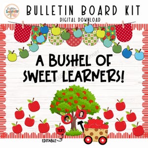 Back To School Bulletin Board Apple Theme Classroom Decor Editable