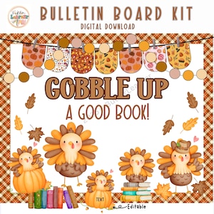 Prikbordkit Thanksgiving, decor kalkoen en herfst, bewerkbaar