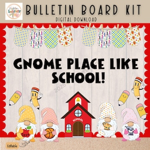 Back To School Bulletin Board Kit Gnome Classroom Decoration Welcome Back To School Boards Editable