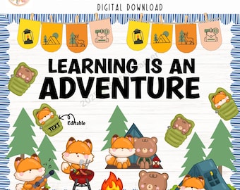Camping Adventure Bulletin Board Kit: Classroom Decor (Editable, PDF & PPT Files)