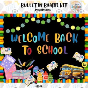 Back to School Bulletin Board Kit Teacher Decor Classroom Decor Editable.
