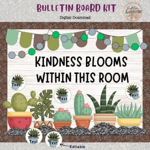 Kindness Blooms Within This Room Spring Bulletin Board Kit Beautiful Minds Grow Here Editable.