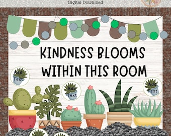 Kindness Blooms Spring Bulletin Board Kit: Editable Classroom Decor (PPT, PDF)