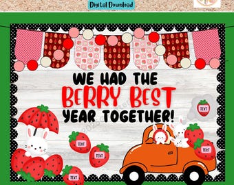 Kit de tablón de anuncios de verano de fresas – Editable (Descarga digital)