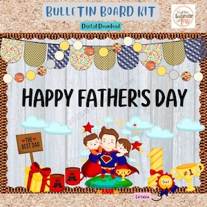 Kit de tablón de anuncios del Día del Padre, decoración para la puerta del aula, Superpapá, editable