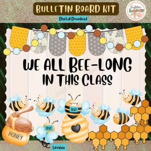 Frühlings-Bulletin Board Kit Wir alle Bee-Long in dieser Klasse, Türdekoration für das Klassenzimmer, bearbeitbar