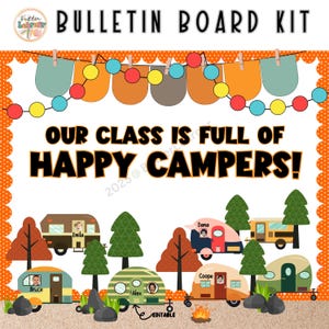 Happy Campers Back To School Bulletin Board Classroom Door Decor Camping Theme Editable