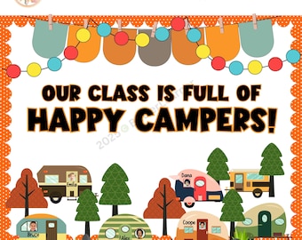 Happy Campers Back To School Bulletin Board Classroom Door Decor Camping Theme Editable