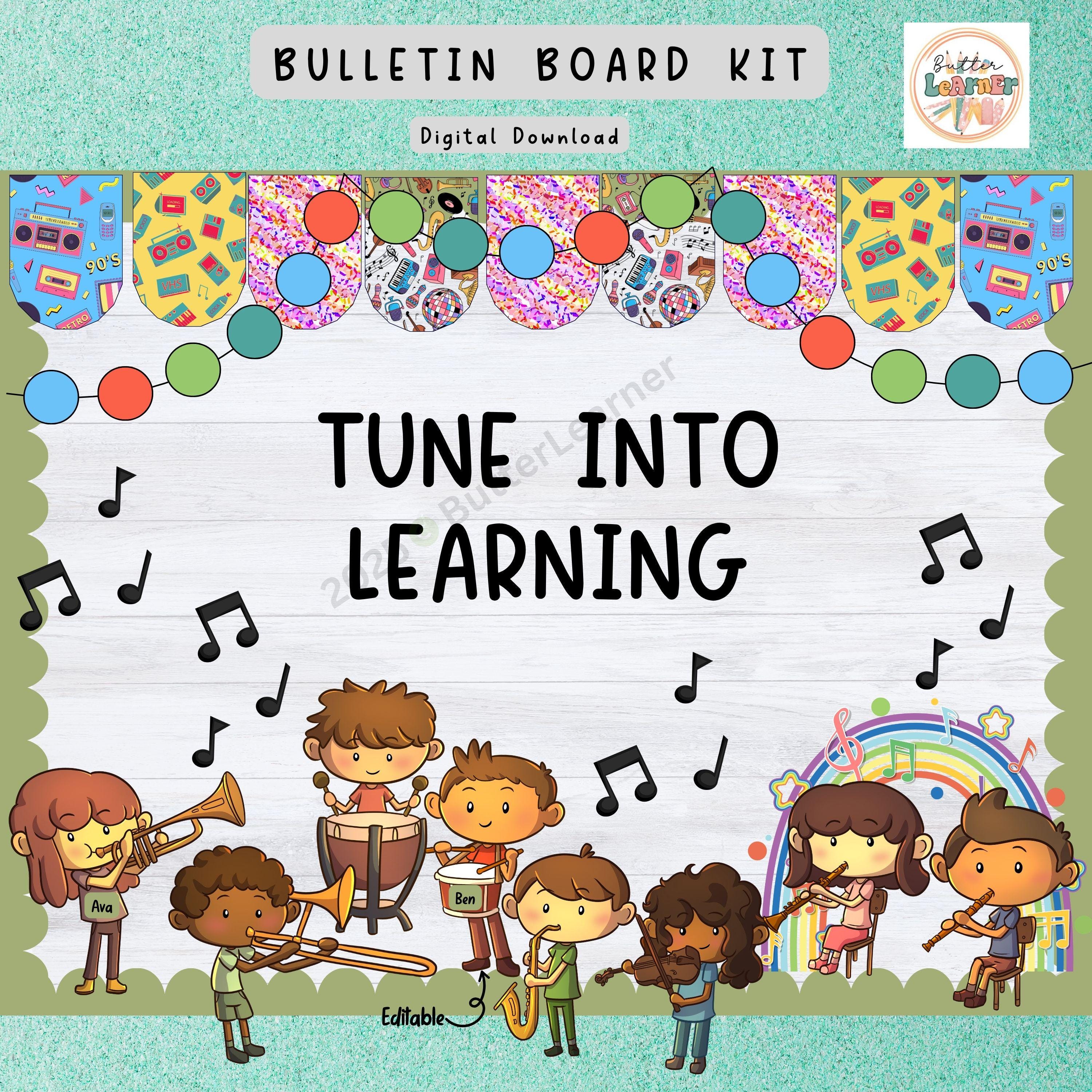 thumbnail image 2 of Music Classroom Bulletin Board Set - Piano Scale Theme With Notes, Letters & Borders For Teachers 2 of 13