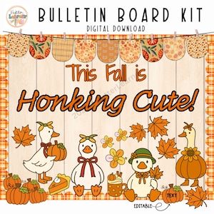 Silly Goose Fall Bulletin Board Kit, Cute Goose Fall Door Decor, Honking Cute September Wall Display ,Editable Autumn Classroom Decor
